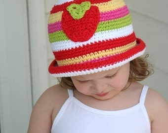 Strawberry Rolled Brim Striped Hat Crochet Pattern..pdf ebook