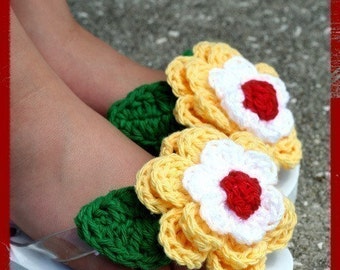 Tip-Top Flip-Flops I, Triple Layered Flowers Crochet Pattern