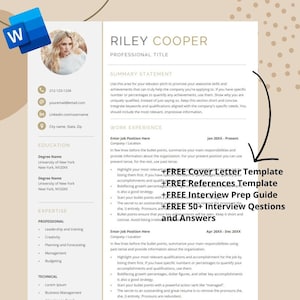 Professional Word Resume Template Resume Word Template with Photo MS Word Resume Simple 1 Page Resume CV Template Professional CV Template
