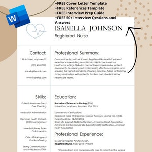 Nurse Resume Template Word Nursing Resume LPN Resume RN Resume Medical Resume Nurse Word CV Template Registered Nurse Resume Medical Resume