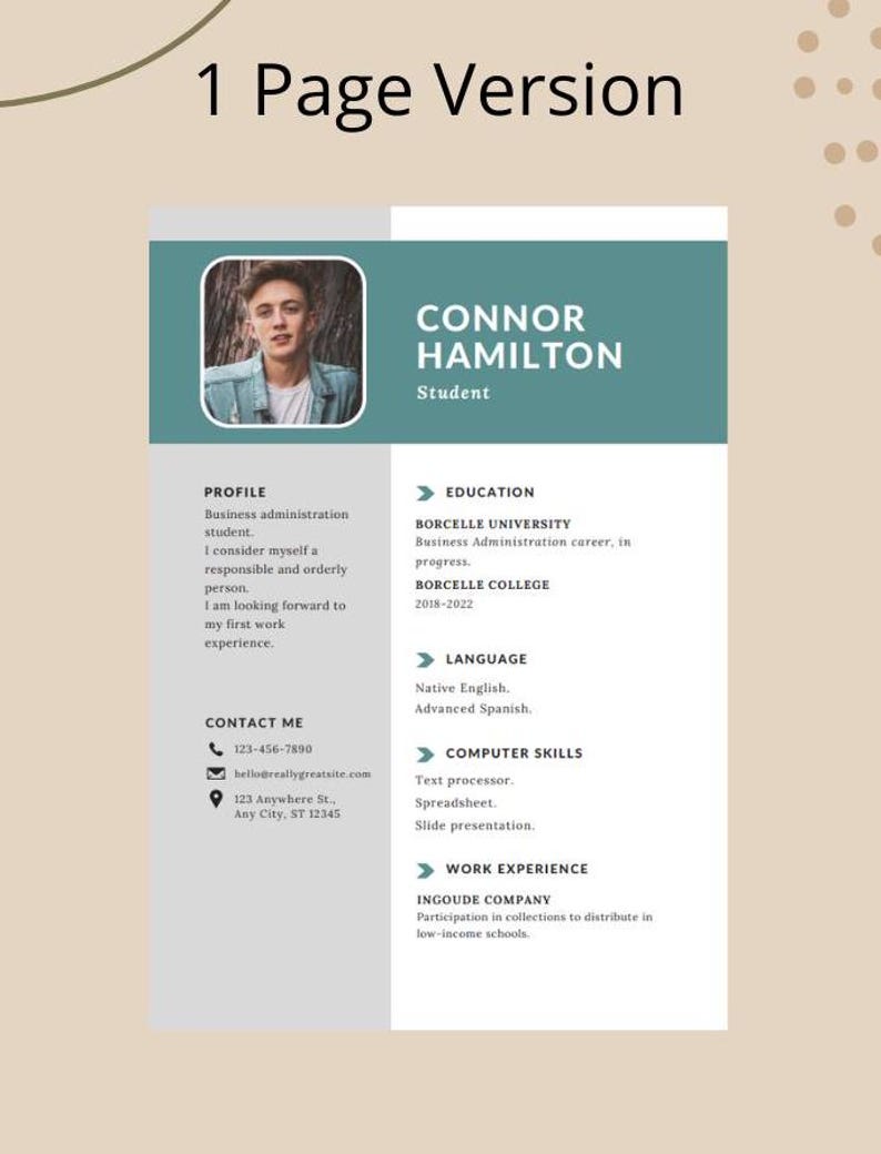 Student Resume Template Highschool Student CV Editable New Graduate Student Resume Template Highschool Student CV Editable New Graduate