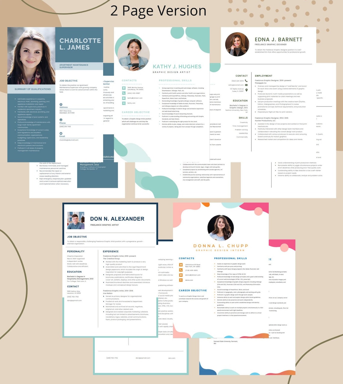 Bundle Resumes With Photo Bundle Resume Set Word MS Word Resume ...
