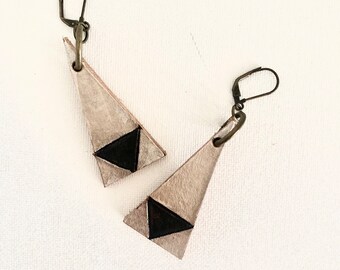 Dangling Cones Boho Earrings with Geometric Art Handmade Jewelry