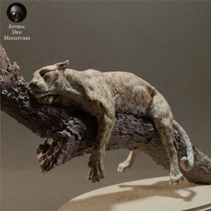 African Leopard on a Tree - UNPAINTED 3D Resin Figure - Animal Den Miniatures