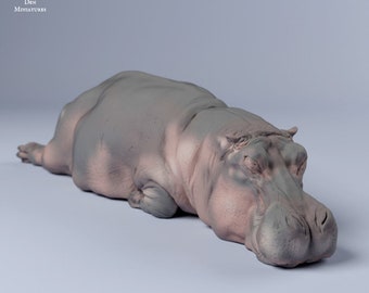 Hippo Sleep - UNPAINTED - Animal Den Miniatures