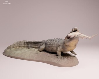 Saltwater Crocodile Eating - UNPAINTED - Animal Den Miniatures
