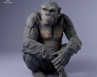 Chimpanzee Male Sitting - UNPAINTED - Animal Den Miniatures