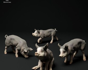 Berkshire Piglets - UNPAINTED - Animal Den Miniatures