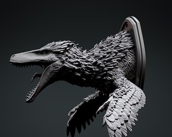 Utahraptor Hunting Trophy - UNPAINTED - Clynche Art