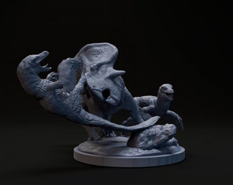 Protoceratops vs Velociraptor - UNPAINTED - Dino and Dog Miniatures