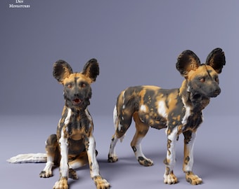 African Wild Dog Pups - UNPAINTED - Animal Den Miniatures