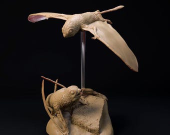 Sinomacrops bondei pair - UNPAINTED 3D Resin Figures - Dino and Dog Miniatures