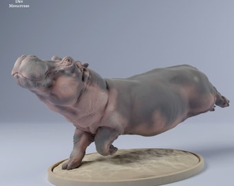 Hippo Swim - UNPAINTED - Animal Den Miniatures