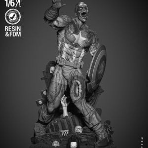 Captain America Zombie - ONGEVERFD FANART - Wicked 3D-modellen