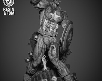 Captain America Zombie - UNPAINTED FAN ART - Wicked 3D Models
