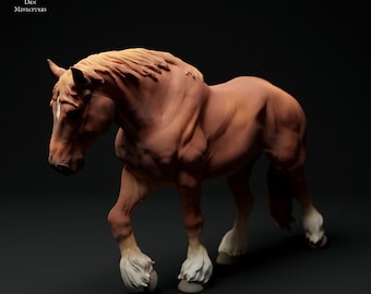 Suffolk Punch Mare Walking - UNPAINTED - Animal Den Miniatures