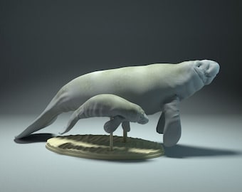 Manatee and calf - UNPAINTED - Animal Den Miniatures