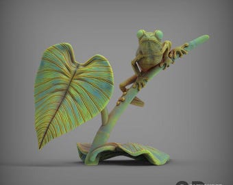 Red-eyed tree frog on a twig - UNPAINTED - Alexander3dart