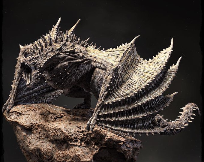Featured listing image: North American Elder Wyvern - UNPAINTED 3D Resin Figure - Evox Arts