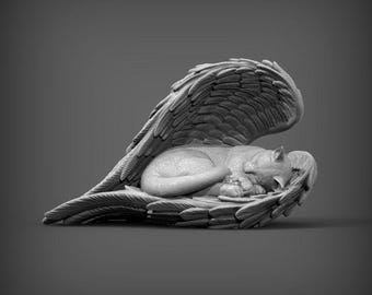 The cat lies on its wings - UNPAINTED 3D Figure - Alexander3dart