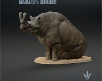Megacerops coloradensis : Sitting - UNPAINTED - Miniature Museum