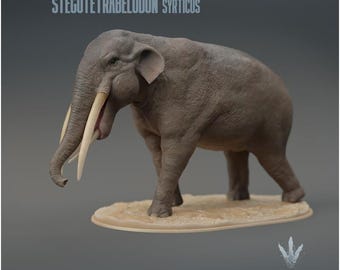 Stegotetrabelodon syrticus : The Four Roofed Tusked-Tooth - UNPAINTED 3D Resin Figure - Miniature Museum