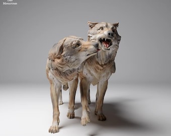 Mongolian Wolves Play - UNPAINTED - Animal Den Miniatures