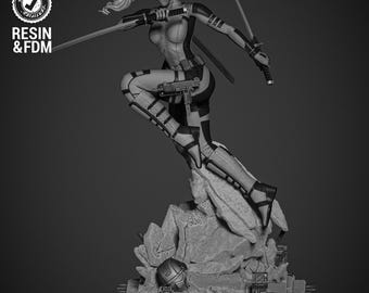 Lady Deadpool Sculpture - UNPAINTED FAN ART - Wicked 3D Models