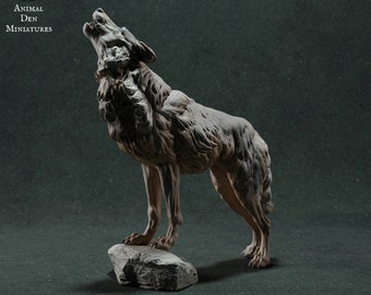 Howling Wolf -  UNPAINTED - Animal Den Miniatures
