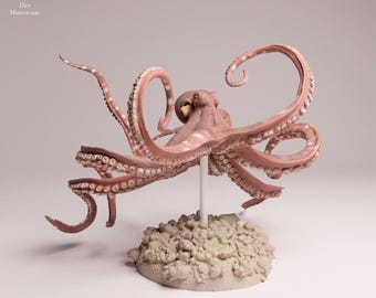 Day Octopus Swimming - UNPAINTED 3D Resin Figure - Animal Den Miniatures