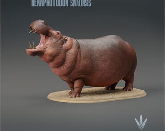 Hexaprotodon sivalensis : The Prehistoric Hippo Yawning - UNPAINTED 3D Resin Print - Miniature Museum