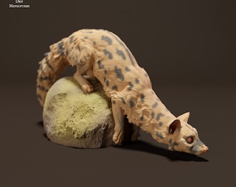 Common Genet and Rock - UNPAINTED  - Animal Den Miniatures