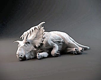 Kosmoceratops sleeping - Dino and Dog Miniatures