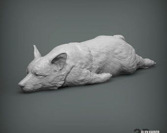 Sleeping Corgi - UNPAINTED 3D Figure - Alexander3dart