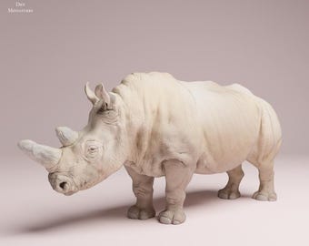 Northern White Rhino - UNPAINTED 3D Figure - Animal Den Miniatures