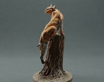 Bobcat climbing - UNPAINTED - Animal Den Miniatures