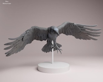 Raven Flying - UNPAINTED 3D Resin Figure - Animal Den Miniatures