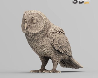 Short-eared Owl - UNPAINTED 3D figure - Alexander3dart