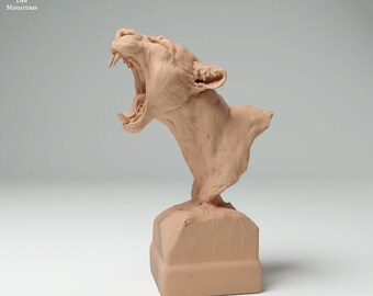 Clouded Leopard Yawning Bust - Animal Den Miniatures