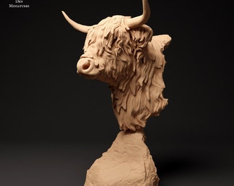Highland Cow Bust - Animal Den Miniatures