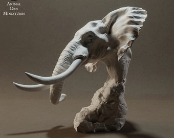 Elephant Bust - UNPAINTED - Animal Den Miniatures