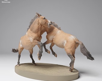 Przewalki’s Horses Fight - UNPAINTED - Animal Den Miniatures