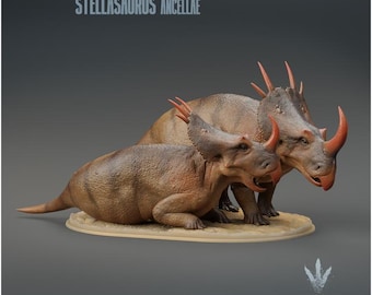 Stellasaurus ancellae: Pareja - Impresión 3D en resina sin pintar - Museo de miniaturas