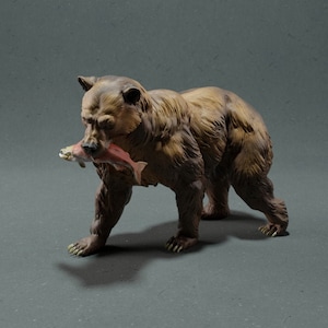 Urso indo pescar - Figura 3D SEM PINTURA - Animal Den Miniatures