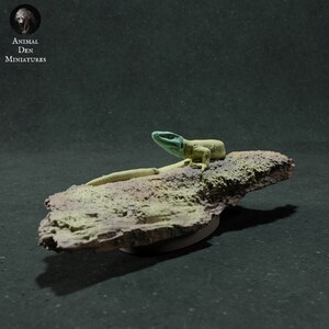 Lizard on a Rock - UNPAINTED 3D Resin Figure - Animal Den Miniatures