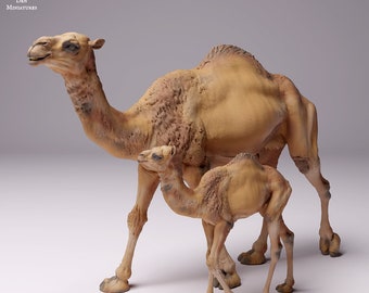 Dromedary Camel Female and Calf- UNPAINTED - Animal Den Miniatures