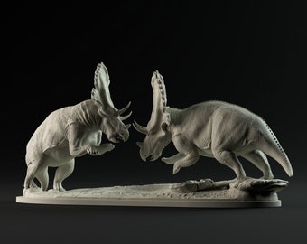 Mercuriceratops duel - UNPAINTED - Dino and Dog Miniatures