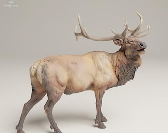 Rocky Mountain Elk Bugle - UNPAINTED 3D resin print/figure - Animal Den Miniatures