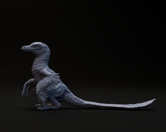 Velociraptor sitting - UNPAINTED - Dino and Dog Miniatures