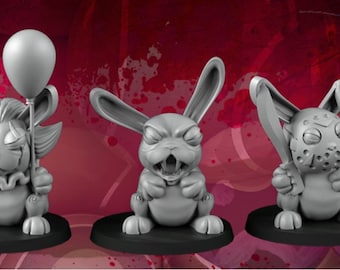 Horror Bunnies  - UNPAINTED 3D Resin Figure - Crosslances